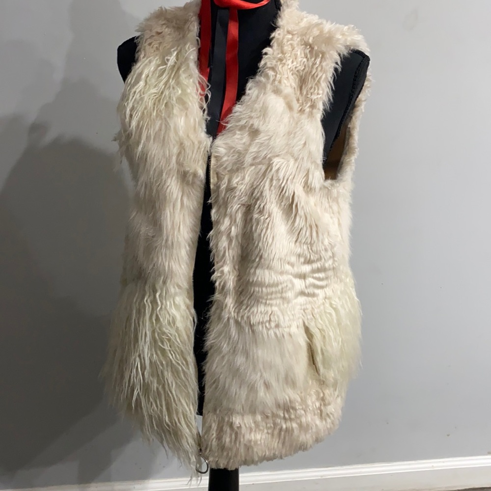 White faux fur coat size small